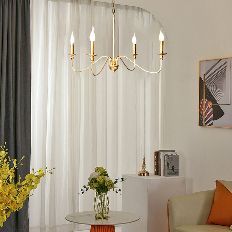 Retro Metal Candle Bedroom Chandelier Black/Gold