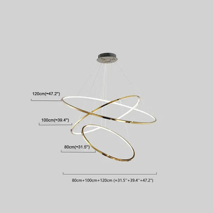 Modern Gold Pendant Light  Metal Ring Living Room