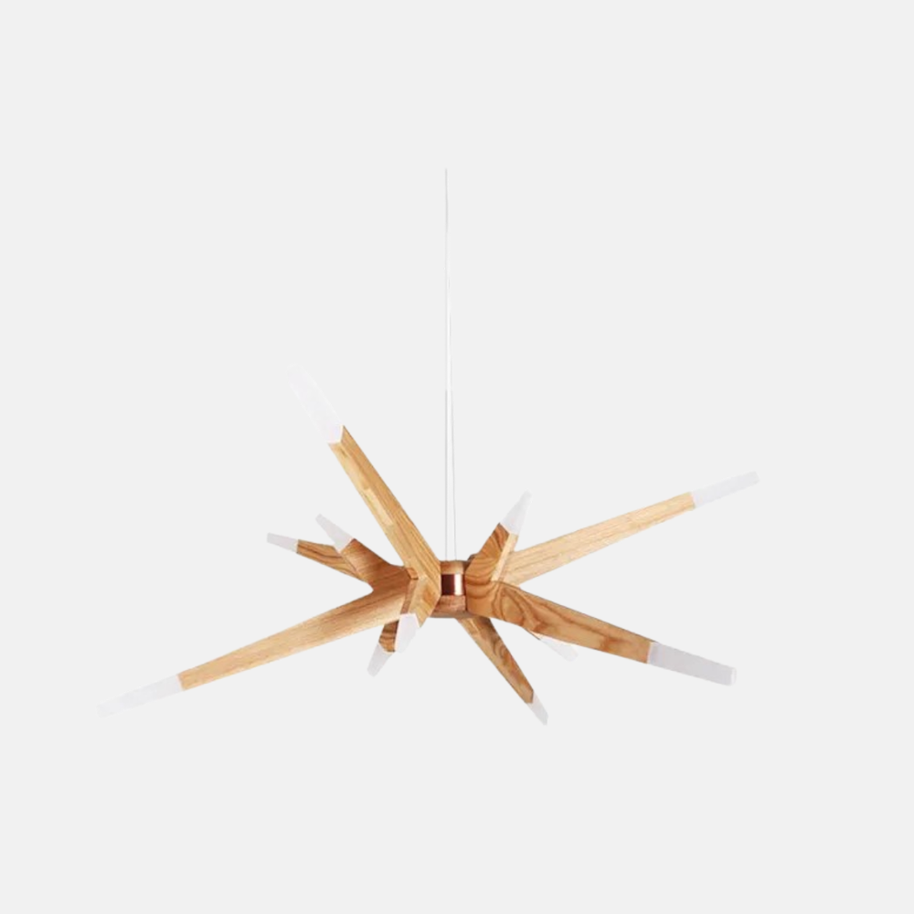 Designer Wood/Brown Pendant Light Wooden Uneven Living Room