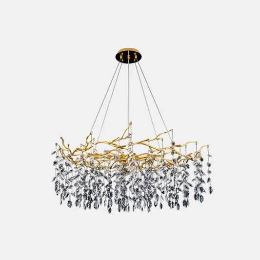 Modern Gold Pendant Light Metal Crystal Cluster Living Room