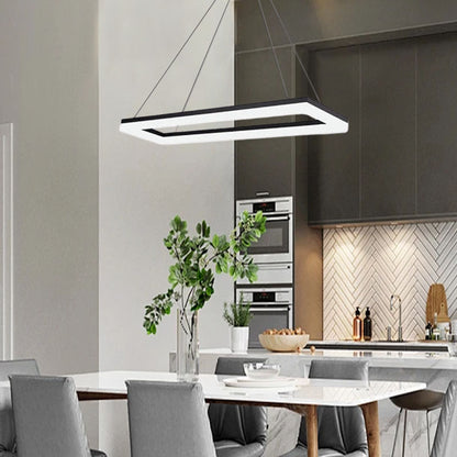 Modern Black Pendant Light Acrylic Rectangular Dining Room