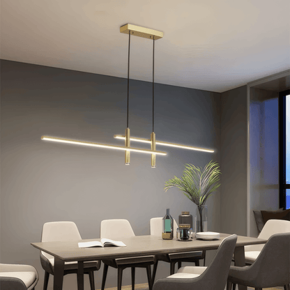 Minimalist Black/Gold Pendant Light Metal Linear Kitchen