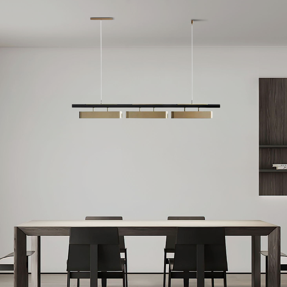 Modern Gold Pendant Light Metal Linear Dining Room