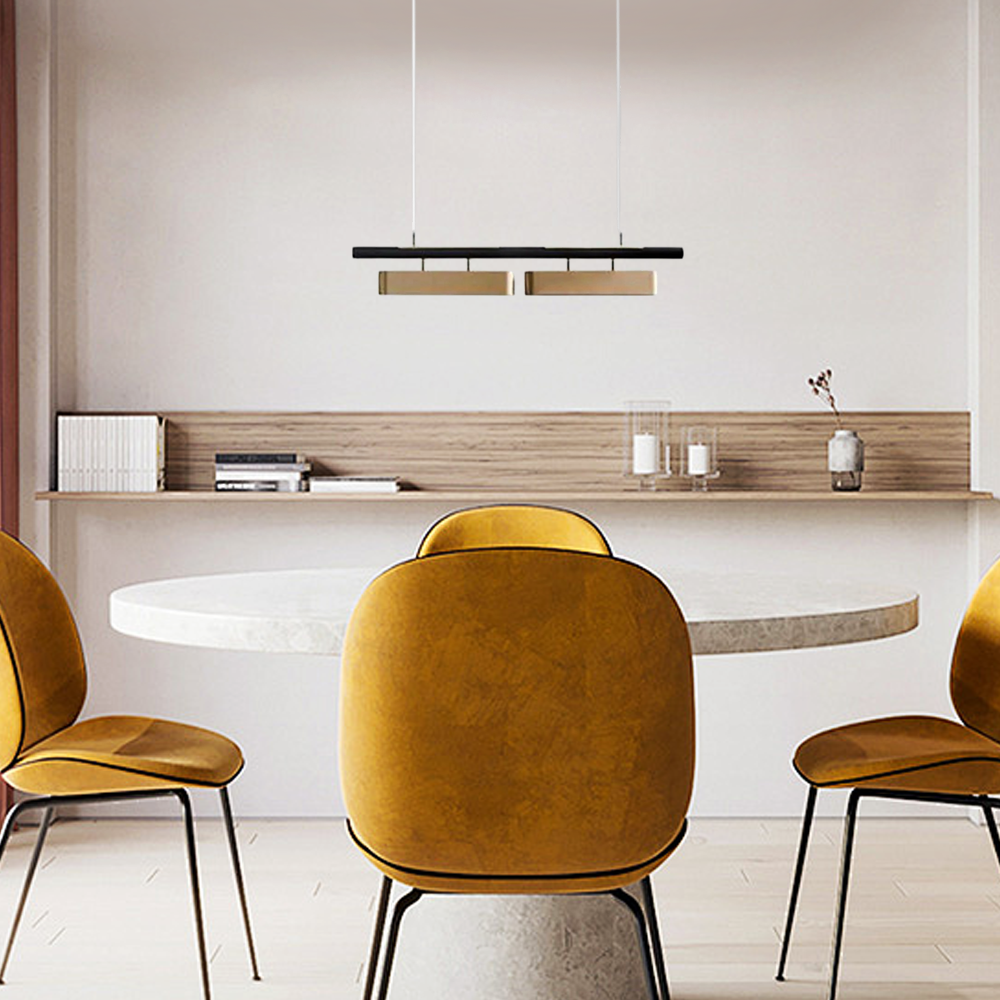 Modern Gold Pendant Light Metal Linear Dining Room