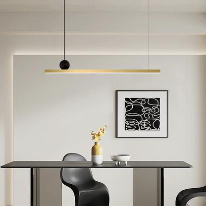 Modern Black Pendant Light Metal Plastic Linear Living Room