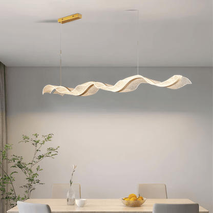 Modern Gold Pendant Light Metal Acrylic Wave Dining Room