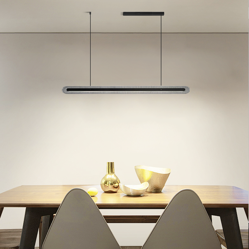 Minimalist Black Pendant Light Metal Acrylic Linear Bedroom