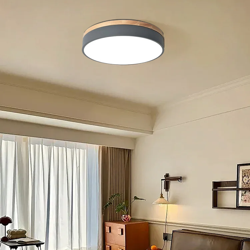 Nordic Gray Ceiling Light Round Bedroom