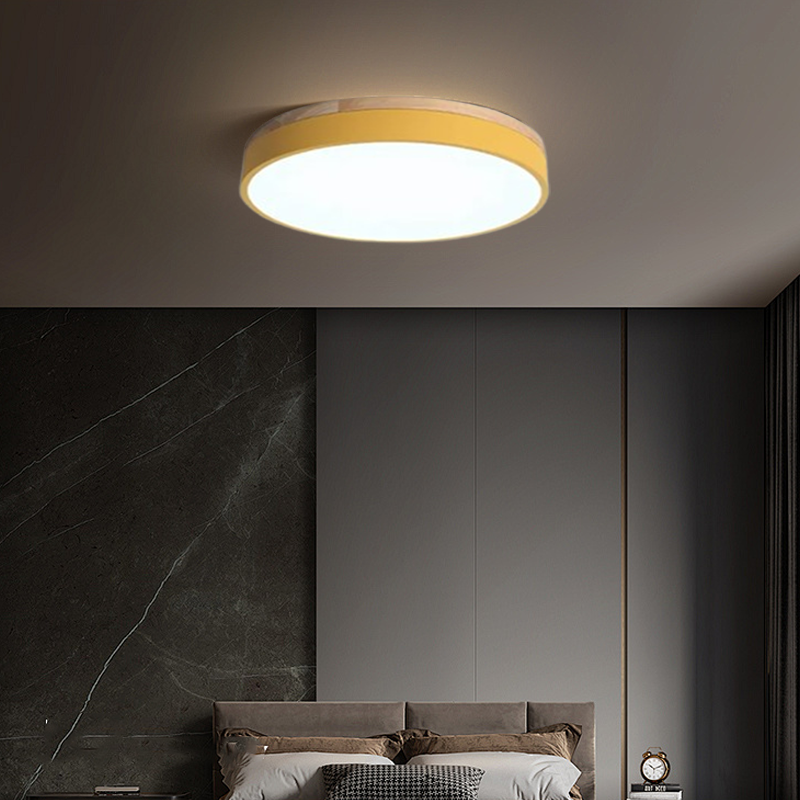Nordic Yellow Ceiling Light Round Bedroom