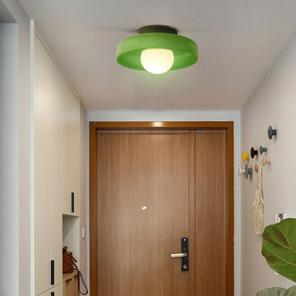 Modern White/Green Ceiling Light Metal Glass Living Room