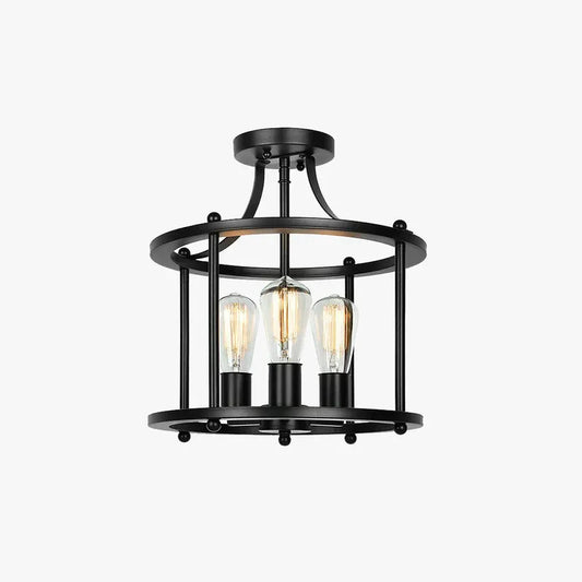 Industrial Black Flush Mount Ceiling Light Metal Dining Room