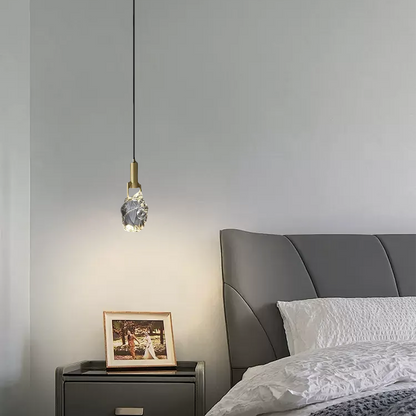 Modern Brass Pendant Light Metal Crystal Uneven Bedroom