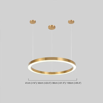 Modern Gold Pendant Light Metal Acrylic Annular Living Room