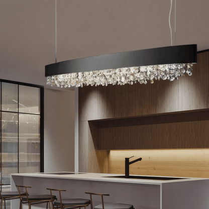 Modern White/Black/Brown/Gold Pendant Light Metal Crystal Dining Room