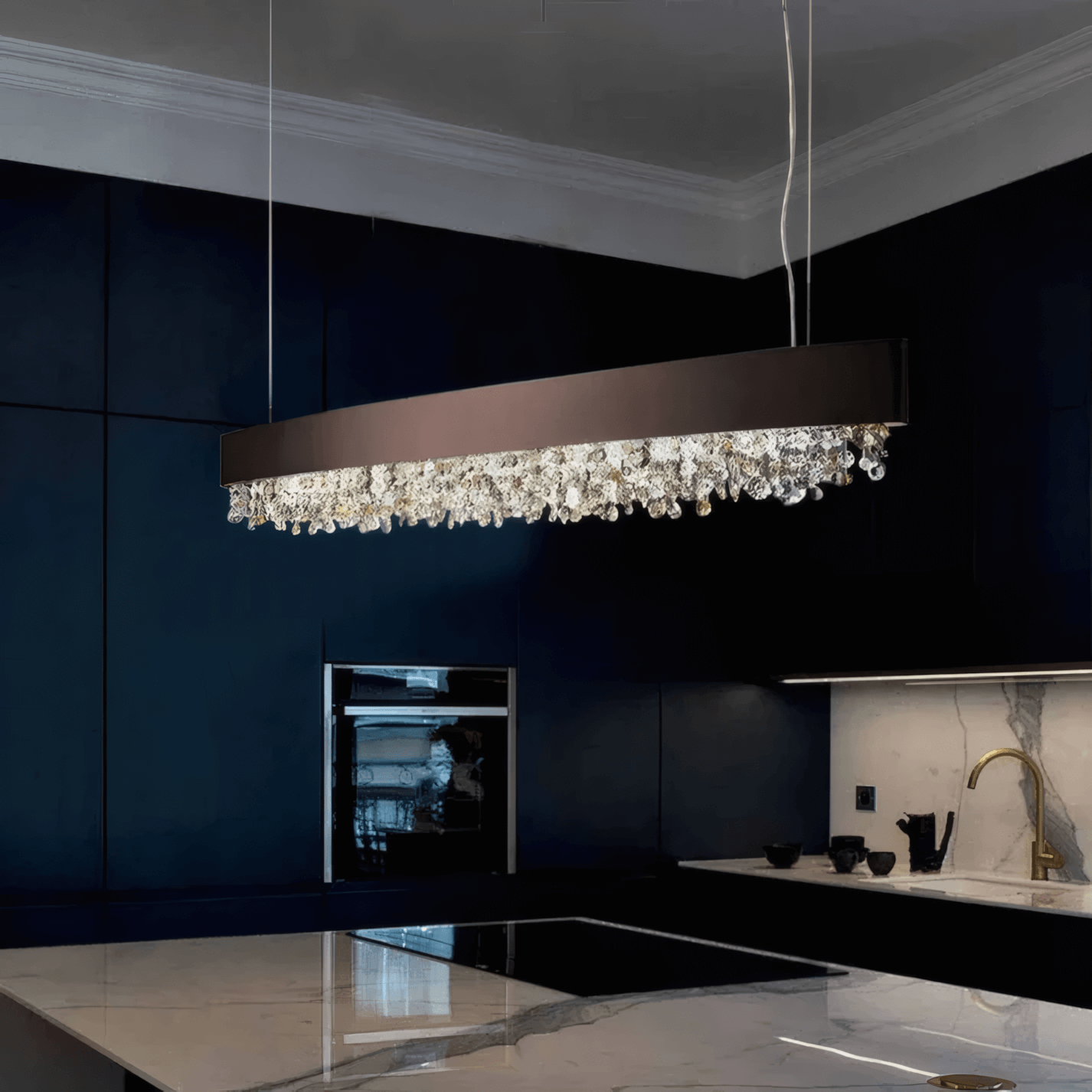 Modern White/Black/Brown/Gold Pendant Light Metal Crystal Dining Room