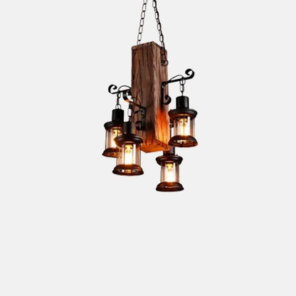 Industrial Black Pendant Light Metal Lantern Living Room