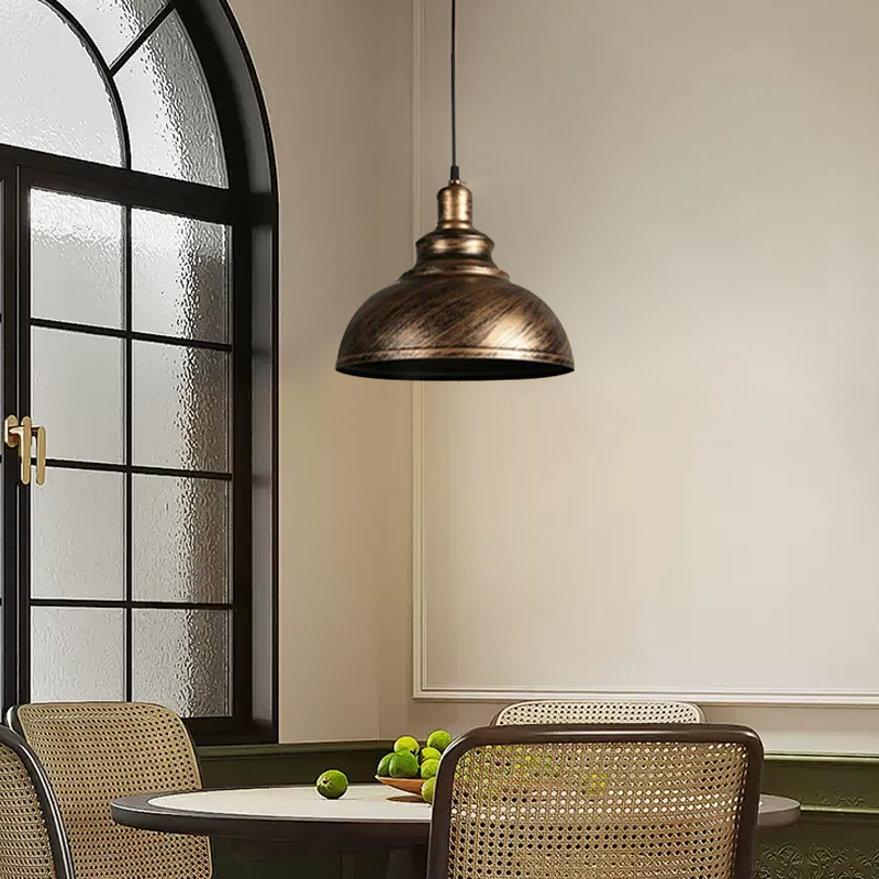 Industrial Pendant Light Dome Metal Copper Dining Room