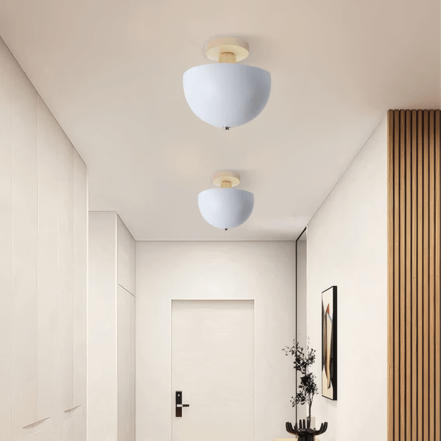 Modern White Ceiling Light Metal Dome Living Room