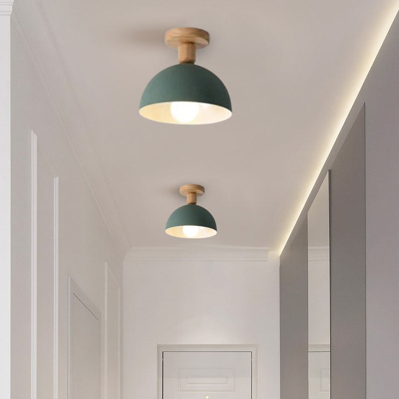 Modern White Ceiling Light Metal Dome Living Room