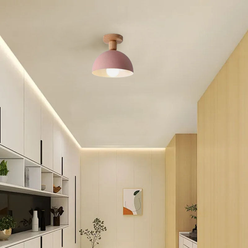 Modern White Ceiling Light Metal Dome Living Room