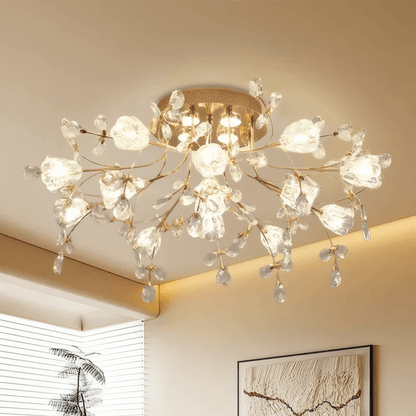 Royal Gold Ceiling Light Metal Glass Dendrite Living Room