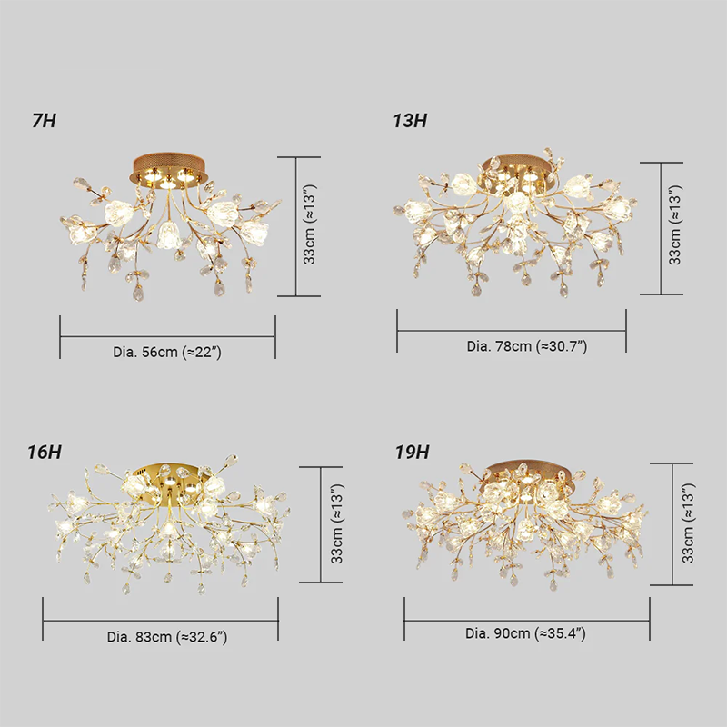 Royal Gold Ceiling Light Metal Glass Dendrite Living Room