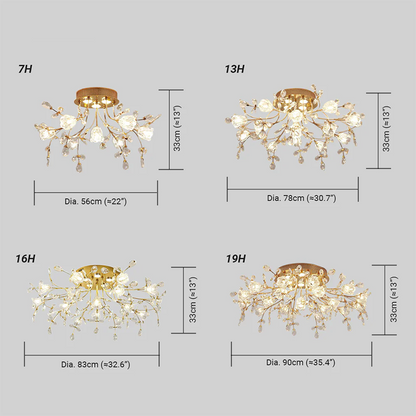 Royal Gold Ceiling Light Metal Glass Dendrite Living Room