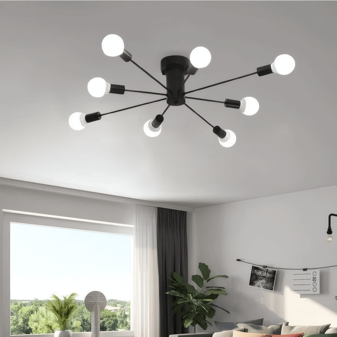 Modern Black/Gold Ceiling Light Metal Globe Bubble Bedroom