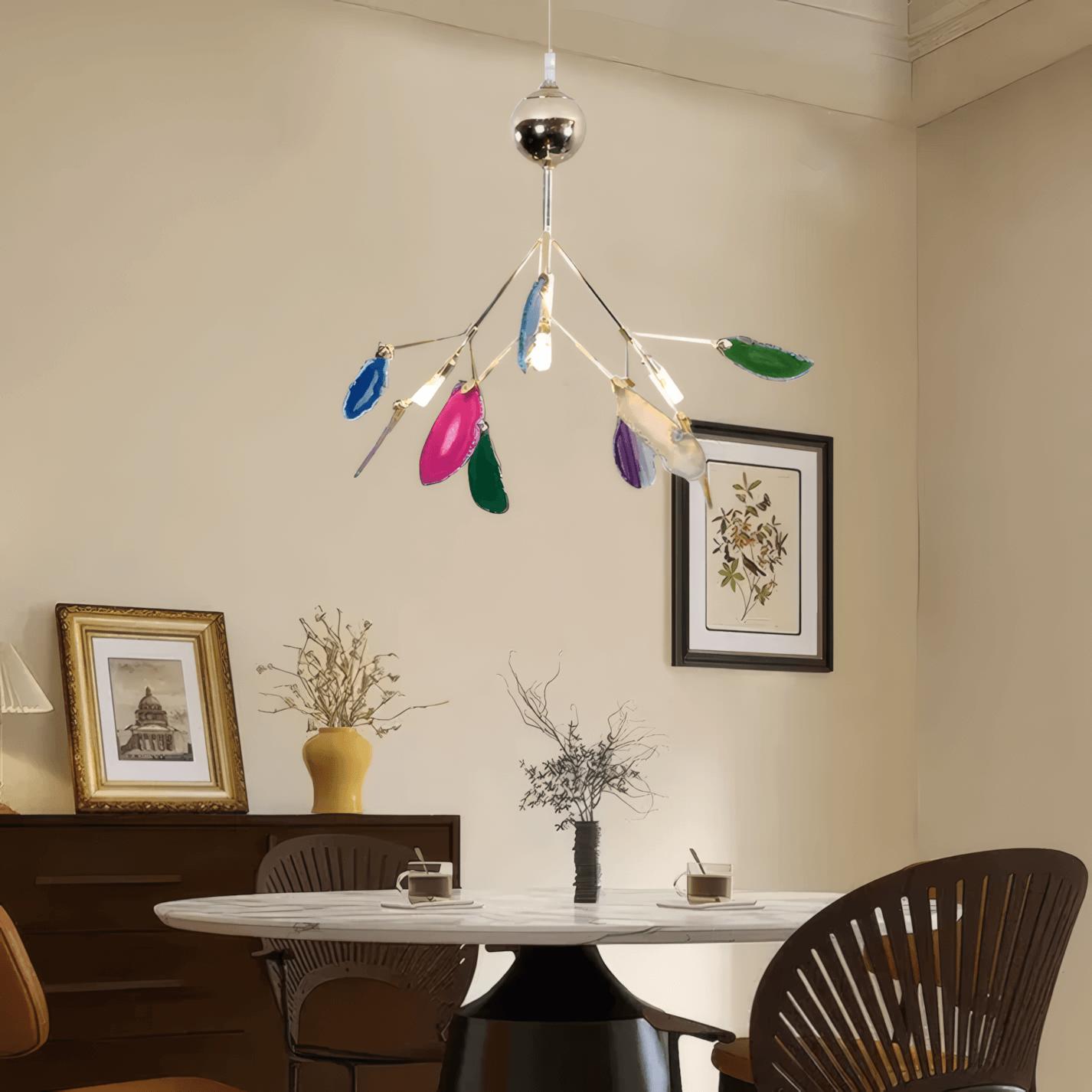 Modern Blue/Green Pendant Light Metal Living Room