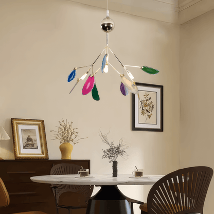 Modern Blue/Green Pendant Light Metal Living Room