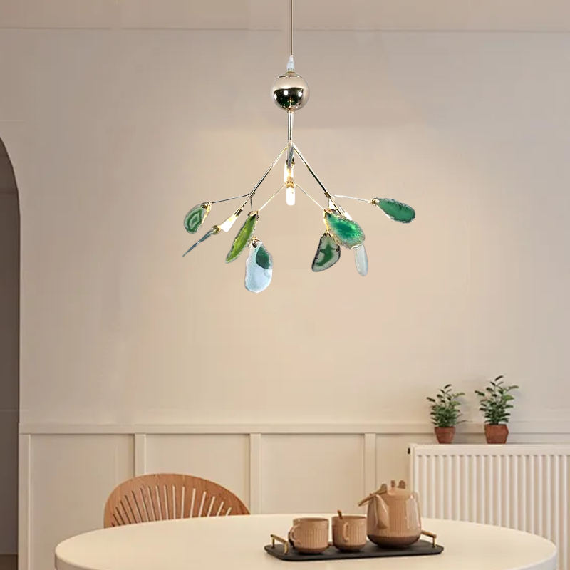 Modern Blue/Green Pendant Light Metal Living Room