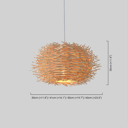 Modern Brown Pendant Light Rattan Globular Living Room