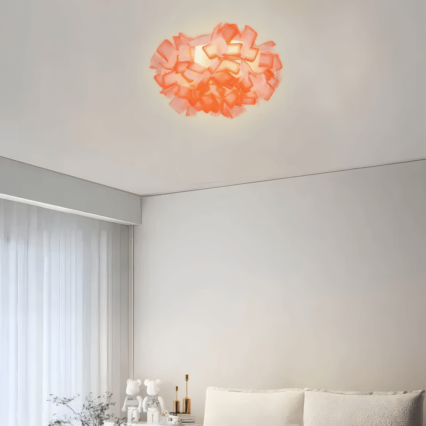 Art Deco White Ceiling Light  Acrylic Floral Living Room