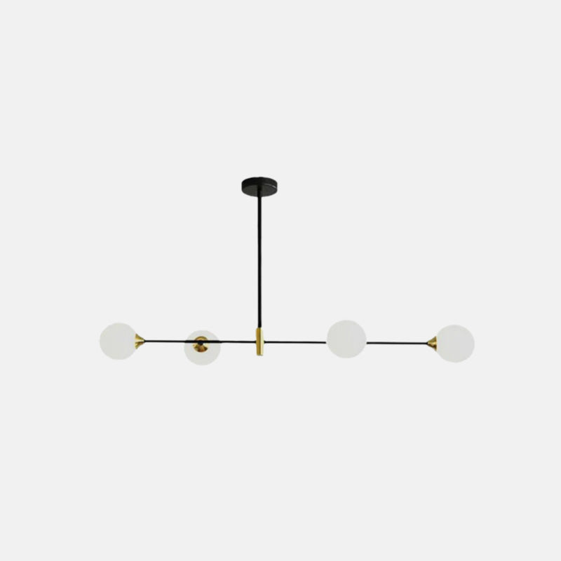 Modern Black Pendant Light Metal Glass Globular Dining Room