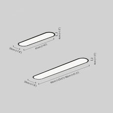 Minimalist Black Oval - shaped Ceiling Light Dimension