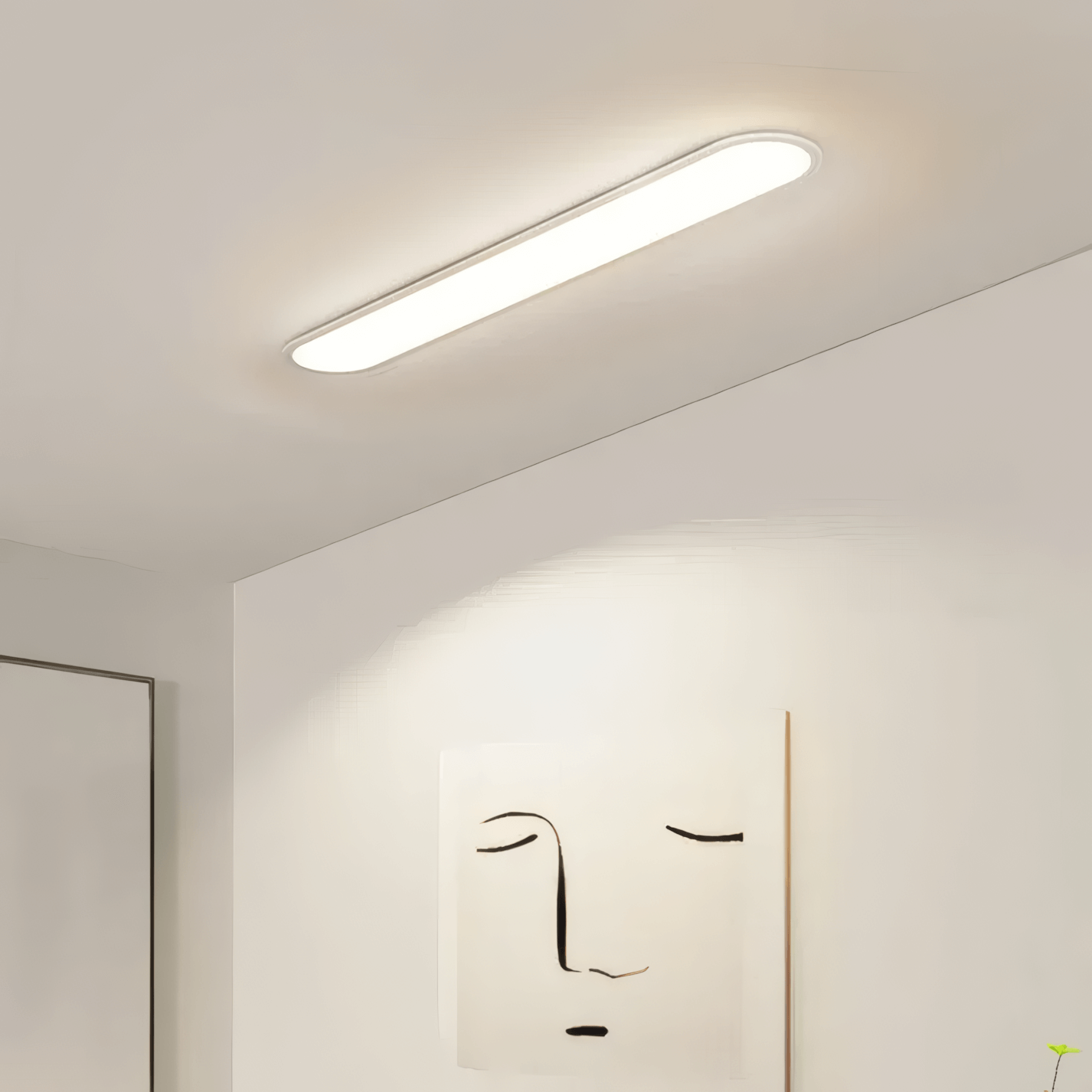 Minimalist White Oval - shaped Ceiling Light  Passage