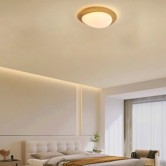 Minimalist Walnut Ceiling Light Metal Acrylic Round Dining Room