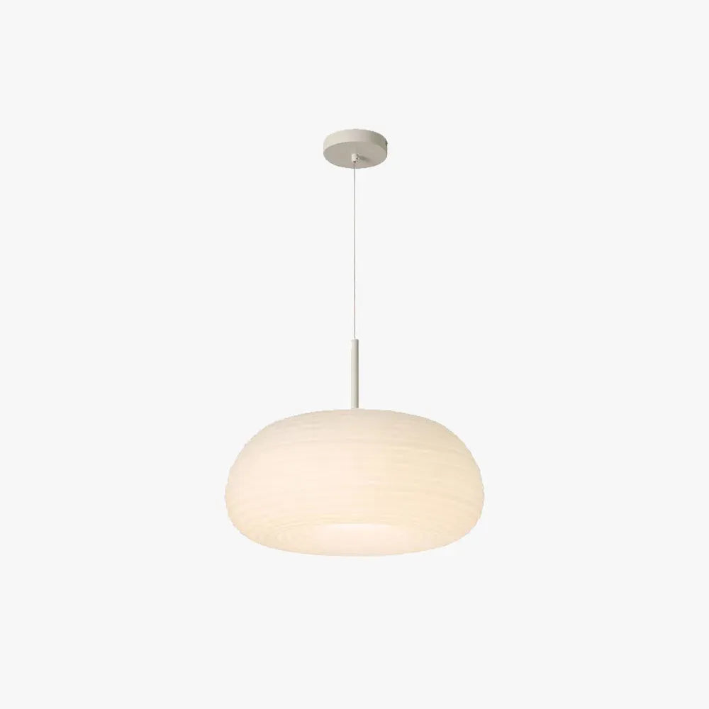 Modern White Pendant Light Metal Acrylic Drum Living Room