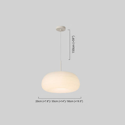 Modern White Pendant Light Metal Acrylic Drum Living Room