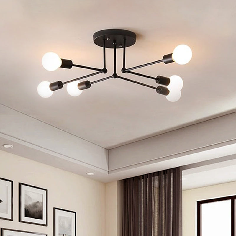 Minimalist Black Ceiling Light Living Room 6-Head