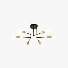 Industrial Linear Ceiling Light Flush Mount Metal Glass Living Room