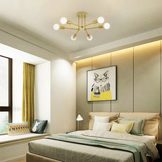 Minimalist Gold Ceiling Light Bedroom 6-Head