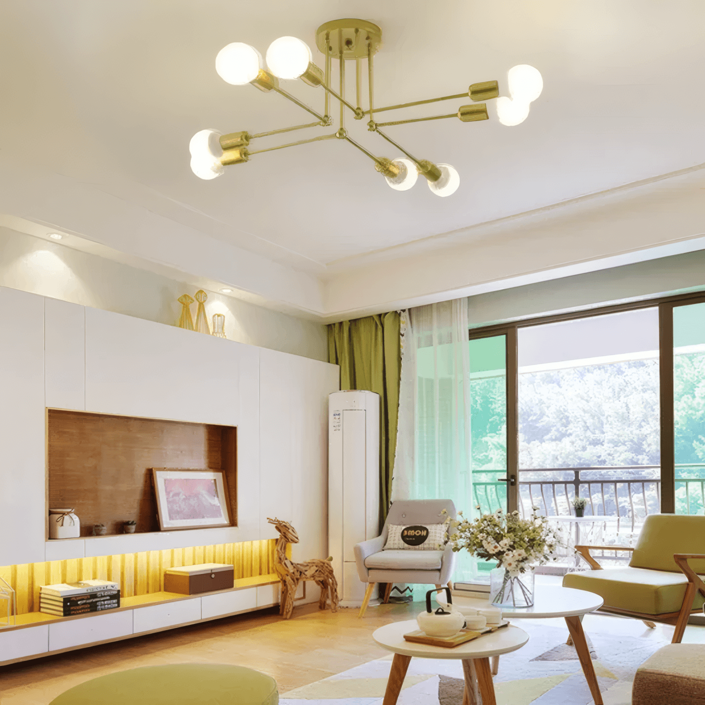 Minimalist Gold Ceiling Light Living Room 8-Head