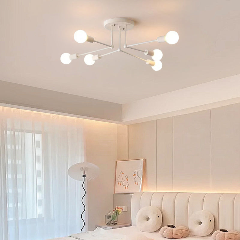 Minimalist White Ceiling Light Bedroom 6-Head