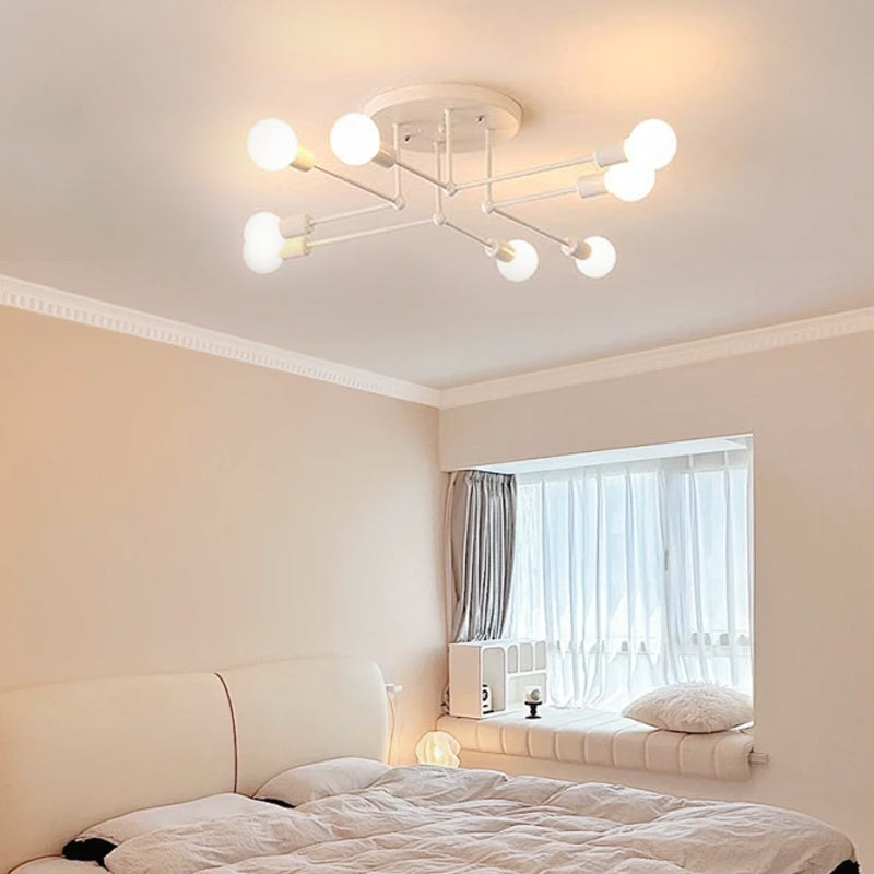 Minimalist White Ceiling Light Bedroom 8-Head