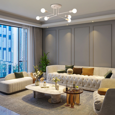 Minimalist White Ceiling Light Living Room 6-Head