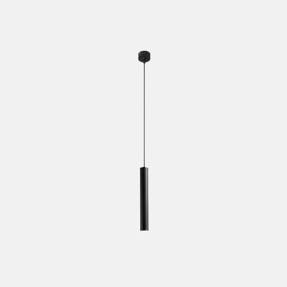 Minimalist Black Pendant Light Metal Cylindrical Bedroom