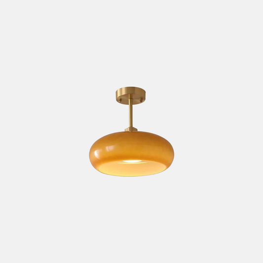 Classical Orange/White Ceiling Light Metal Glass Drum Living Room