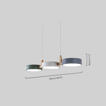 Nordic Pendant Light Metal Wood Circular Living Room