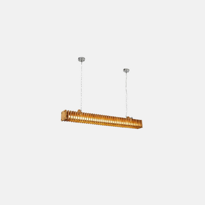 Modern Brown Pendant Light Wood Rectangular Living Room